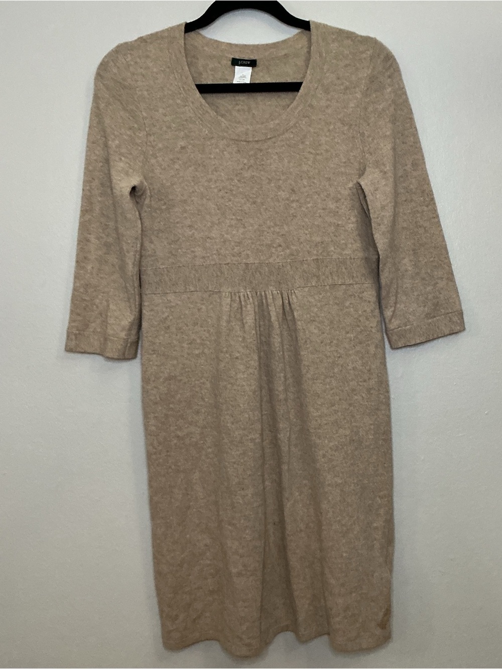 J. Crew Beige Wool Cashmere Blend Long-Sleeve Knit Midi Dress Size Small